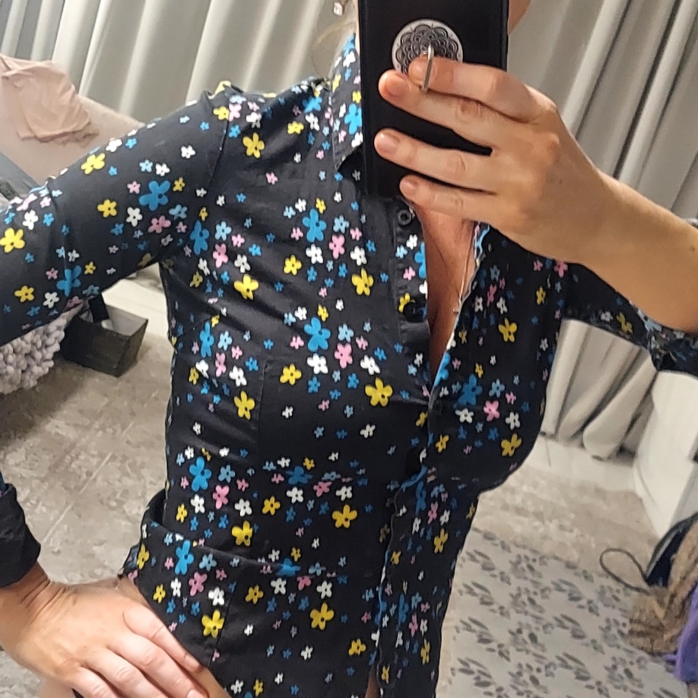 Soho babe button down long sleeve blue shirt